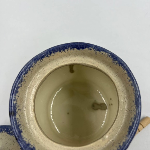 Americana Primitive Honey Jar With Honey Comb Ladle Glazed Ceramic Decor - Picture 7 of 8